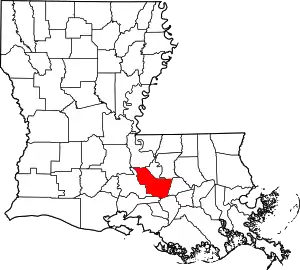 Map of Louisiana highlighting Iberville Parish