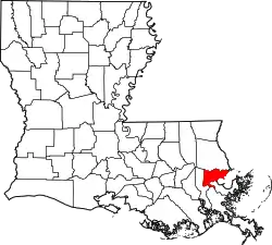 State map highlighting Orleans Parish