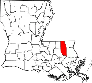 State map highlighting Tangipahoa Parish