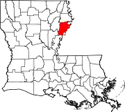 Map of Louisiana highlighting Tensas Parish