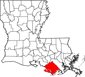 Map of Louisiana highlighting Terrebonne Parish