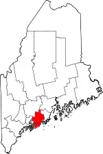 Map of Maine highlighting Lincoln County