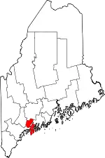 State map highlighting Sagadahoc County