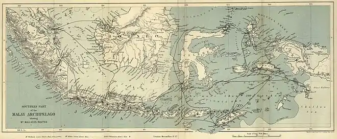 Original map showing Wallace's travels