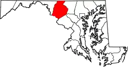 Location of Frederick County in Maryland