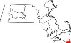 Location of Nantucket in Massachusetts