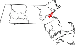 State map highlighting Suffolk County