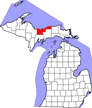 State map highlighting Alger County