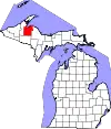 State map highlighting Baraga County