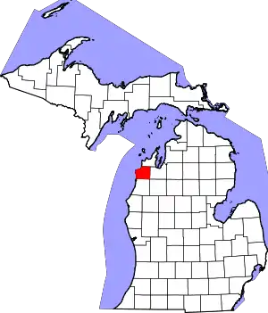 Map of Michigan highlighting Benzie County