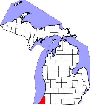 Map of Michigan highlighting Berrien County