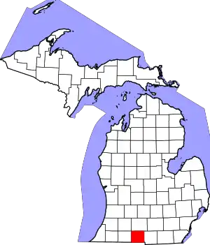 Map of Michigan highlighting Branch County