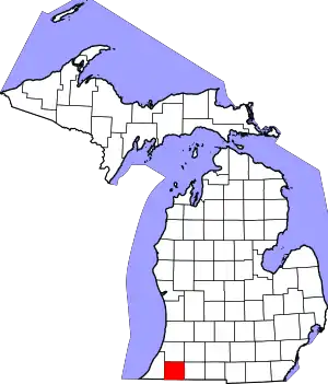 Map of Michigan highlighting Cass County