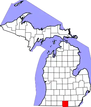 Map of Michigan highlighting Hillsdale County