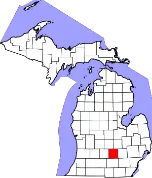 State map highlighting Ingham County