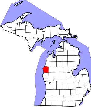 Map of Michigan highlighting Mason County