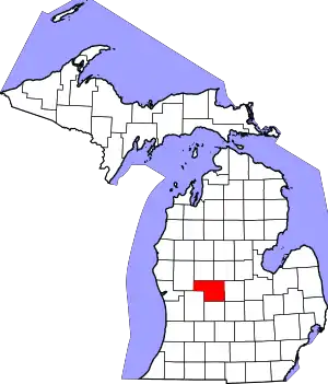 Map of Michigan highlighting Montcalm County