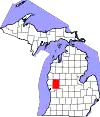 Map of Michigan highlighting Newaygo County