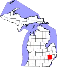 State map highlighting Oakland County