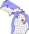 State map highlighting Ogemaw County