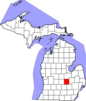 State map highlighting Shiawassee County