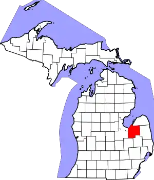 State map highlighting Tuscola County