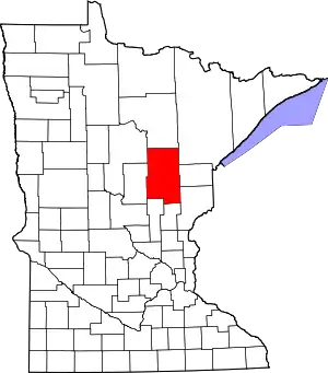 Map of Minnesota highlighting Aitkin County