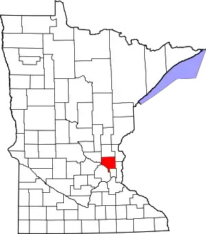 State map highlighting Anoka County