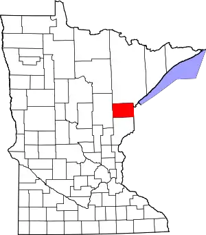 State map highlighting Carlton County