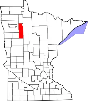 State map highlighting Clearwater County