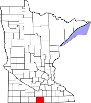 Map of Minnesota highlighting Faribault County