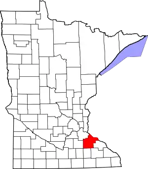 State map highlighting Goodhue County