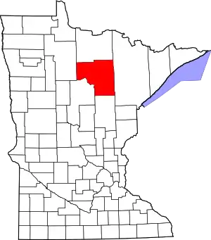 State map highlighting Itasca County