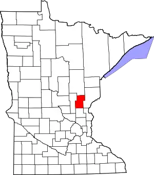 Map of Minnesota highlighting Kanabec County