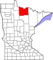 State map highlighting Koochiching County