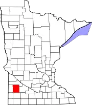 Map of Minnesota highlighting Lyon County