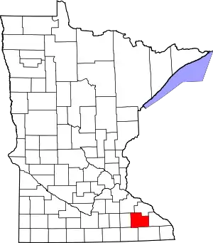 Map of Minnesota highlighting Olmsted County