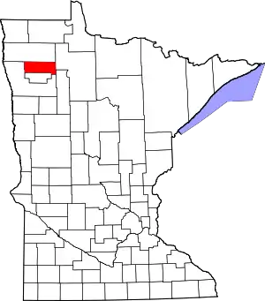 Map of Minnesota highlighting Pennington County