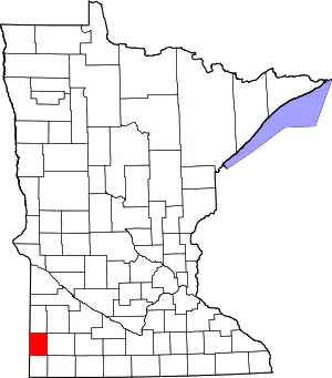 State map highlighting Pipestone County