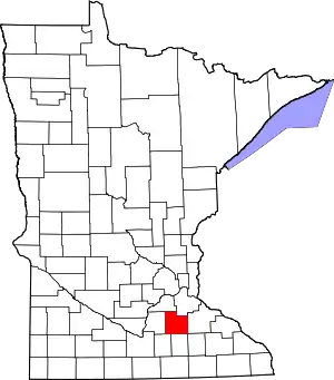 Map of Minnesota highlighting Rice County