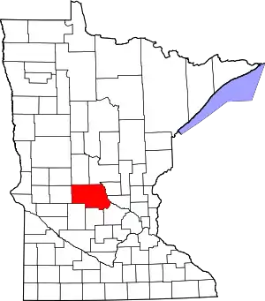 Map of Minnesota highlighting Stearns County