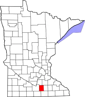 State map highlighting Waseca County