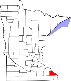 State map highlighting Winona County