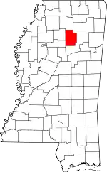 Map of Mississippi highlighting Calhoun County