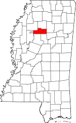 Map of Mississippi highlighting Grenada County