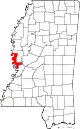 Map of Mississippi highlighting Issaquena County