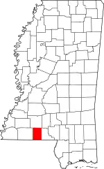 Map of Mississippi highlighting Pike County