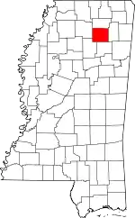 Map of Mississippi highlighting Pontotoc County