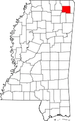 Map of Mississippi highlighting Prentiss County