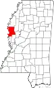 Map of Mississippi highlighting Washington County